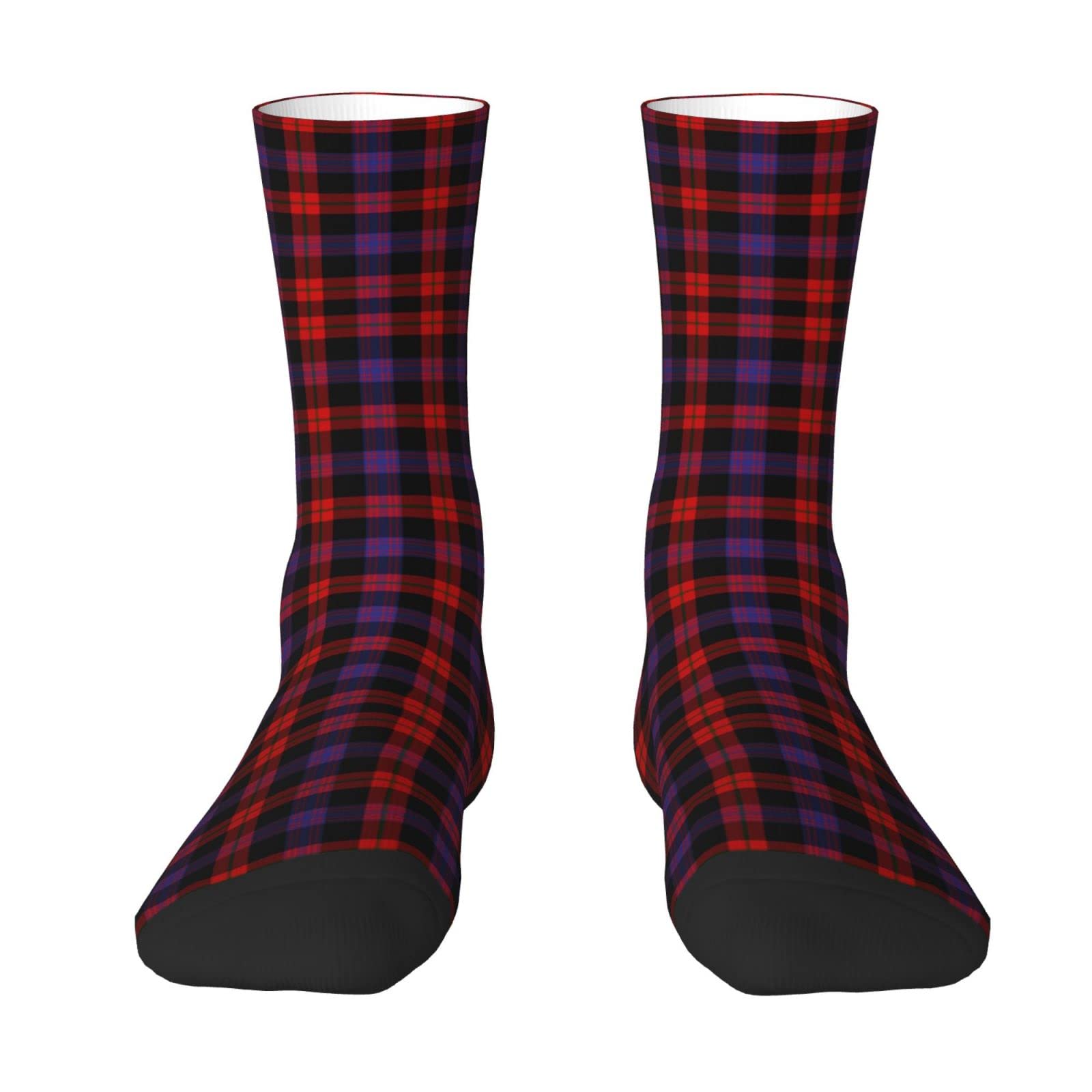Oudrspo Scottish Clan Brown Modern Tartan Plaid Men & Women Crew Socks,Tartan Plaid Novelty Fashion Casual Crew Tube Sock Athletic Sports Dress Socks
