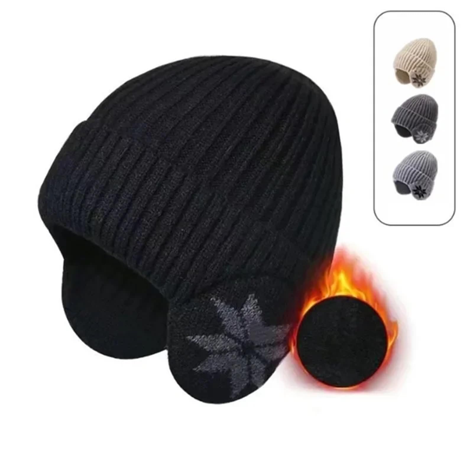Cappello in cotone lavorato a maglia caldo peluche da uomo invernale unisex Protezione for le orecchie esterno più berretto in velluto for cappelli pullover donna per Gita
