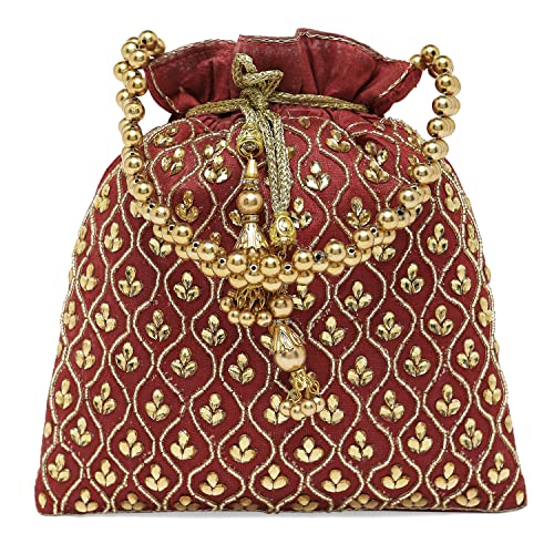 Image of Aheli Potli Purses Gift for Women Handmade Evening Handbag Stylish Bridal Fashion Wristlet