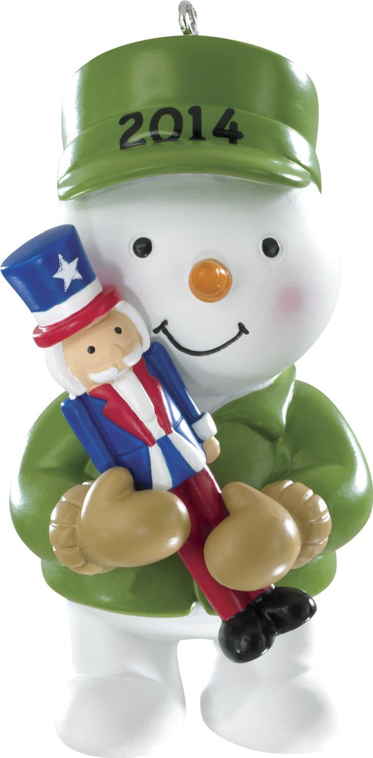 US Armed Forces Snowman With Nutcracker 2014 Carlton Heirloom Ornament