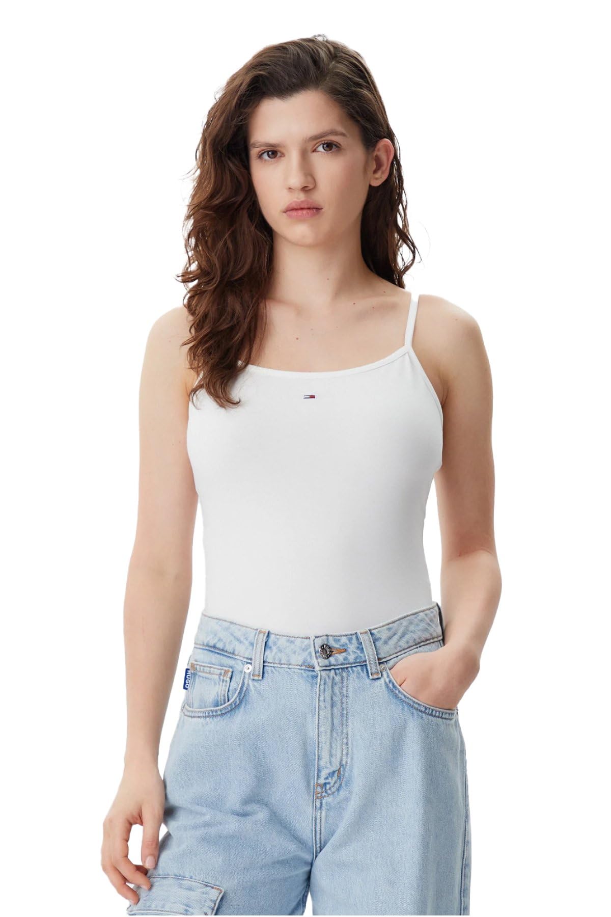 Tommy Jeans Women’s Essential Strap Top, White (Ecru), XL