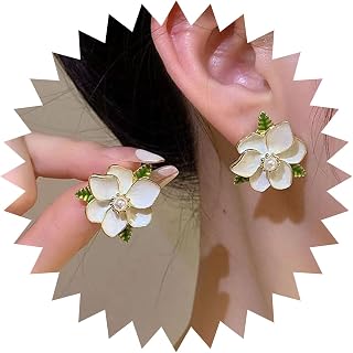 YienDoo Unique Blue Flower Earrings Studs Vintage Floral Petal Earrings Statement French Blue Iris Flower Earrings Studs Bridal Wedding Prom Earrings Jewelry for Women