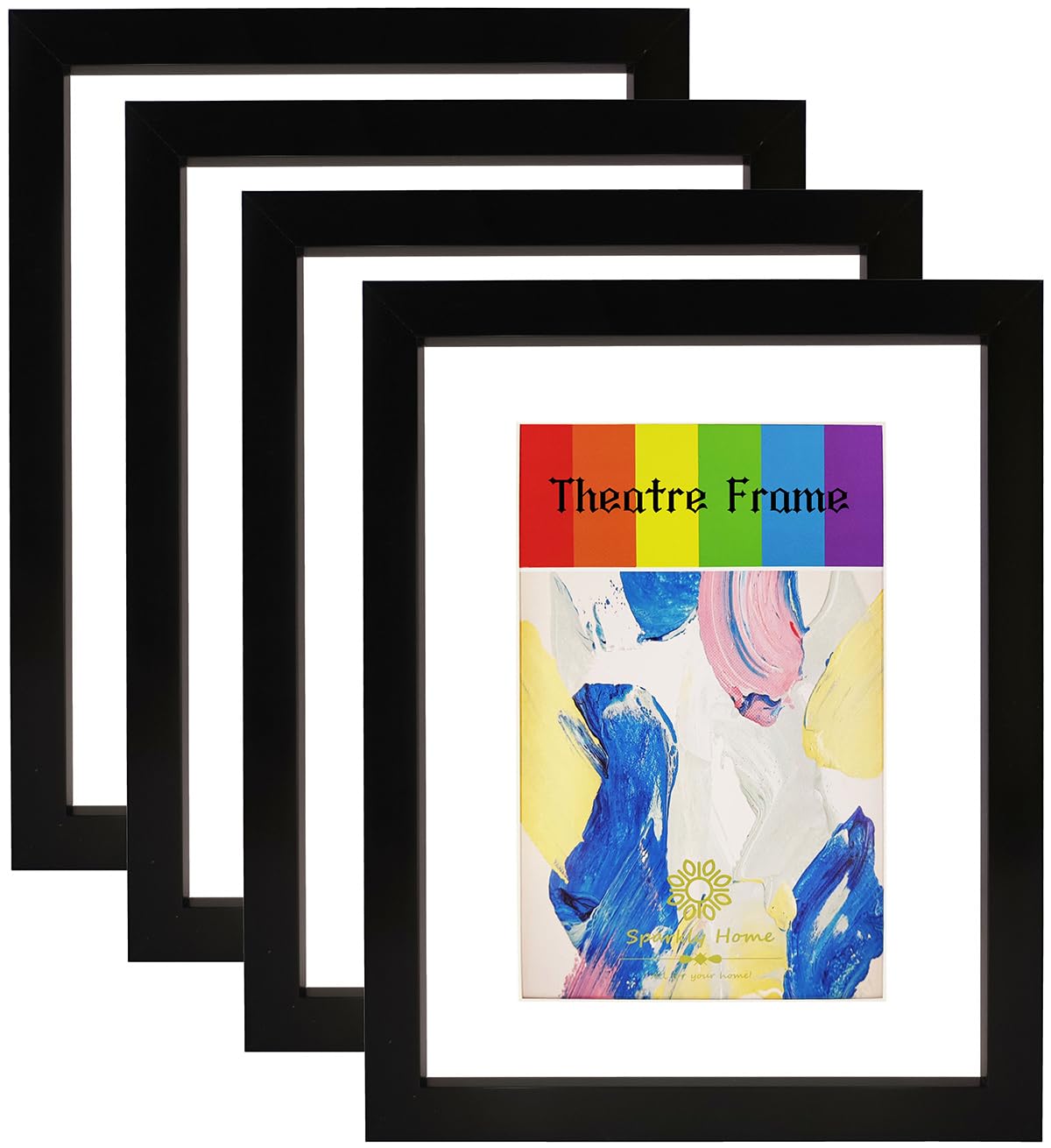Cadre noir 21,6x27,9 cm lot de 4 avec double passe-partout blanc pour affiche de théâtre