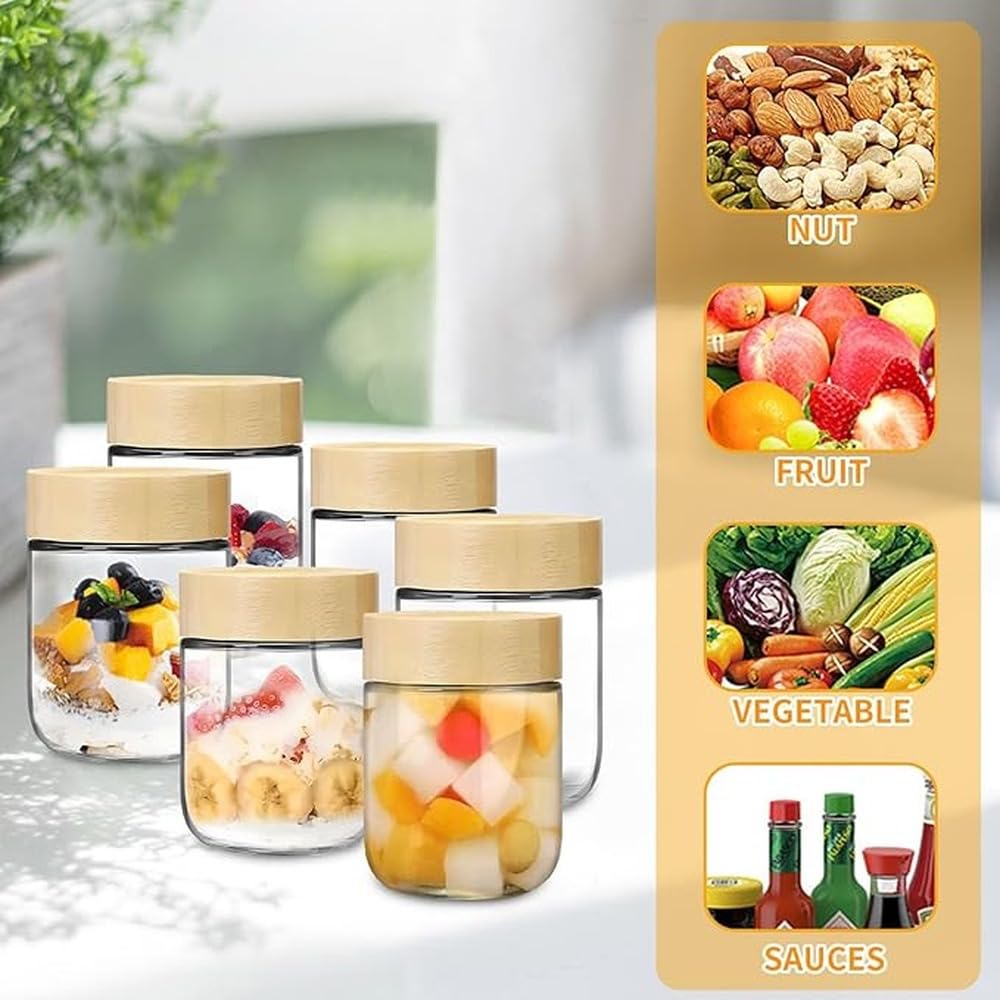 Barattoli di budino di Chia con coperchio Eleganti contenitori per la conservazione Barattoli di vetro per la preparazione dei pasti Conservare, 750 ml 6 pezzi