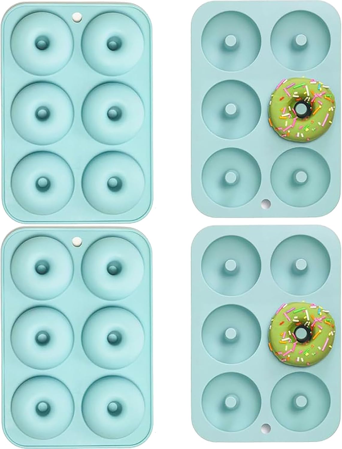 2 Sets Donut Mold - Non-Stick Silicone Doughnut Pan, Non-Stick Food Grade Doughnuts for Cake Biscuit Bagels, BPA FREE, Easy Clean and Dishwasher Microwave Safe (2)