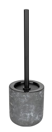 WC-Garnitur Mod. Sacile freistehend Keramik WC-Bürste Badezimmer Zubehör Edelstahl Betonoptik Ø 11,5 cm Höhe 38 cm Grau Schwarz Bürstenkopf 7,5 cm
