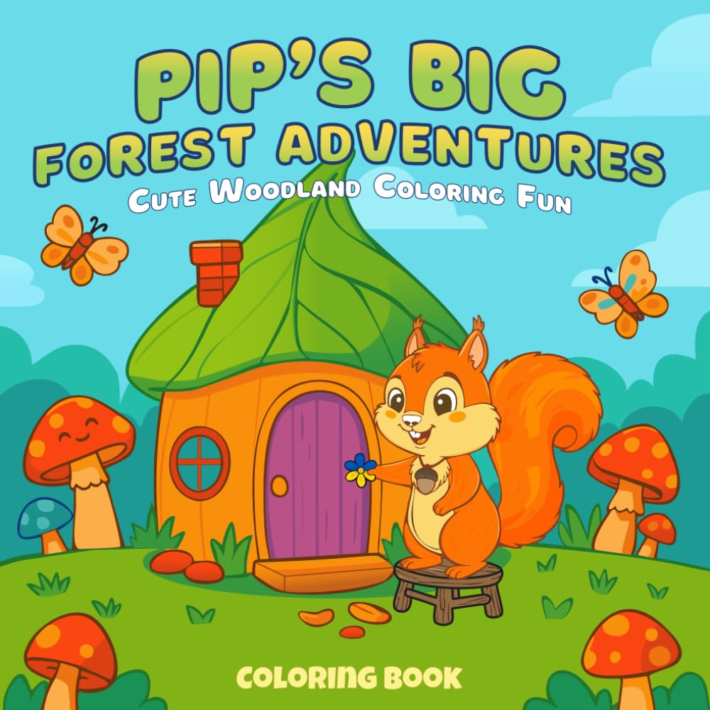 Pip’s Big Forest Adventures: A Cute Woodland Coloring Book for Kids Ages 3–8 (Pip the Squirrel)