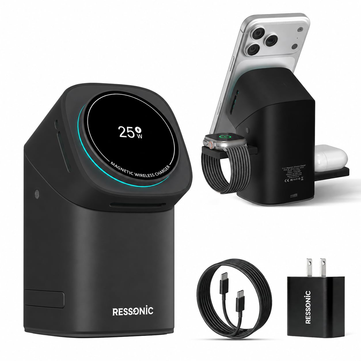 RESSONIC 25W 3-in-1 Wireless Charging Station
