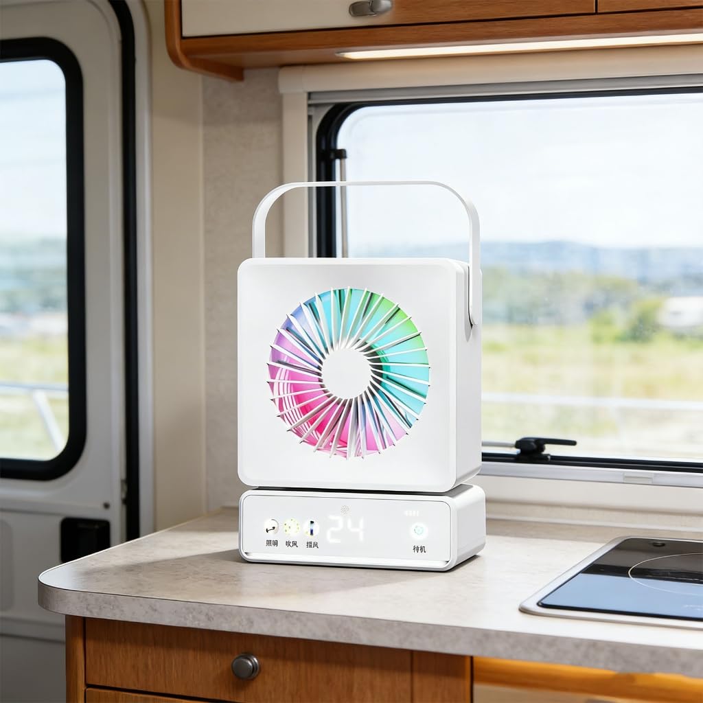 Ventilatore USB da tavolo con batteria da 6000 mAh e movimento largo 120 gradi per casa o ufficio
