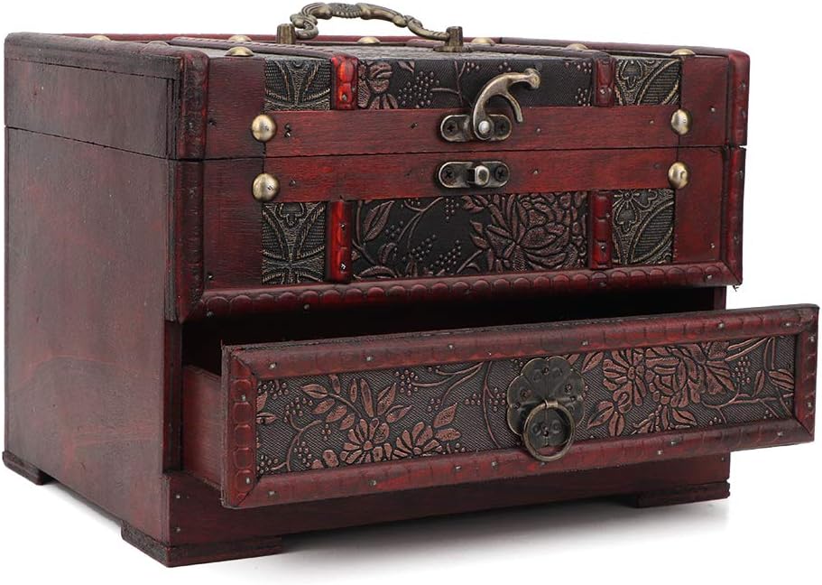 Classical Wooden Jewelry Storage Chest Chest - Vintage Slope Organizer for Hair Slopes