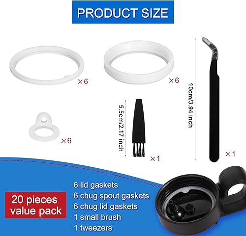 Miniatura 2 de 20 piezas de repuesto para tapa de botella de agua Thermoflask 24/32/40/64 onzas, junta de botella de agua, anillo de sellado de silicona de