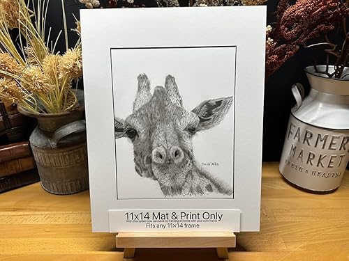 Miniatura 4 de Giraffe Africa Nature Wildlife Graphite Pencil Art Sketch Drawing Print Picture Limited Edition  Titled 'Mighty High' by David Allen (11x14 Black