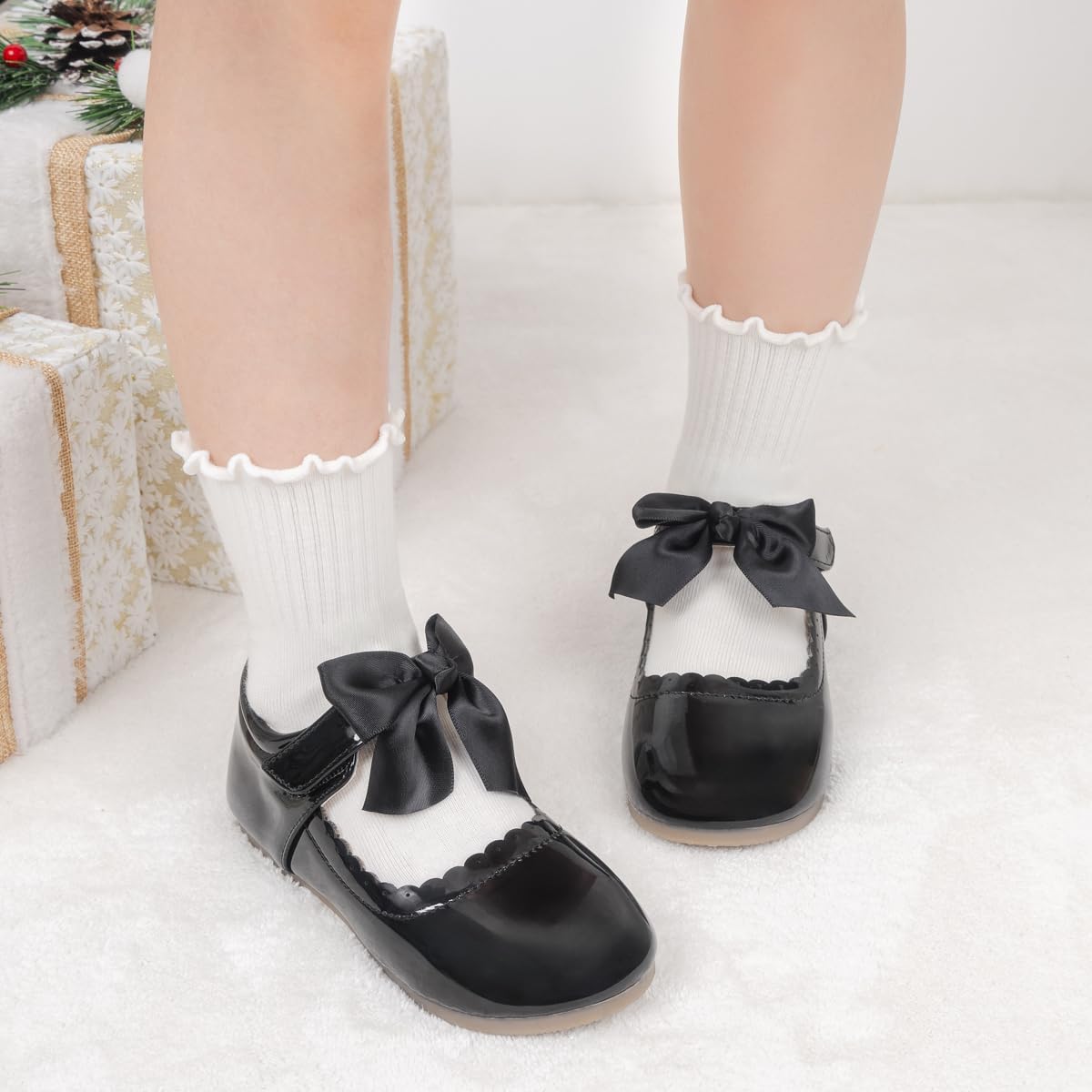 Toddler Girls Mary Jane Dress Shoes Ballet Flats Little Girls Soft Slip-On Bowknot Princess Shoes Wedding Party Casual Walking School Uniform Moccasins Baptism Shoes - Image 2