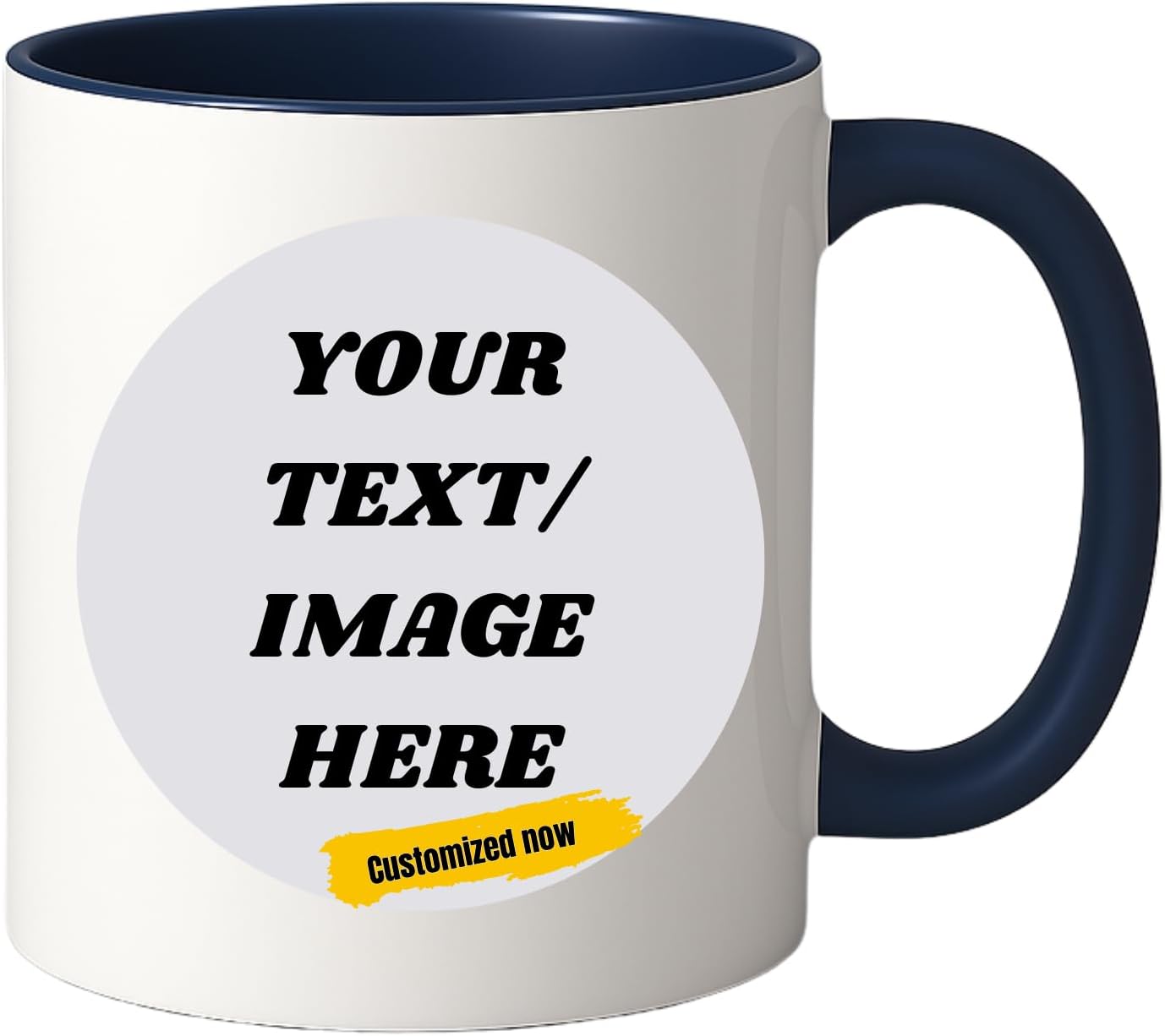 HN Ceramic Mug – Custom Name, Photo, or Text Printed Coffee Mug Gift for Birthday, Anniversary, Office & More (11oz/350ml) (Classic)- Customized (Blue)