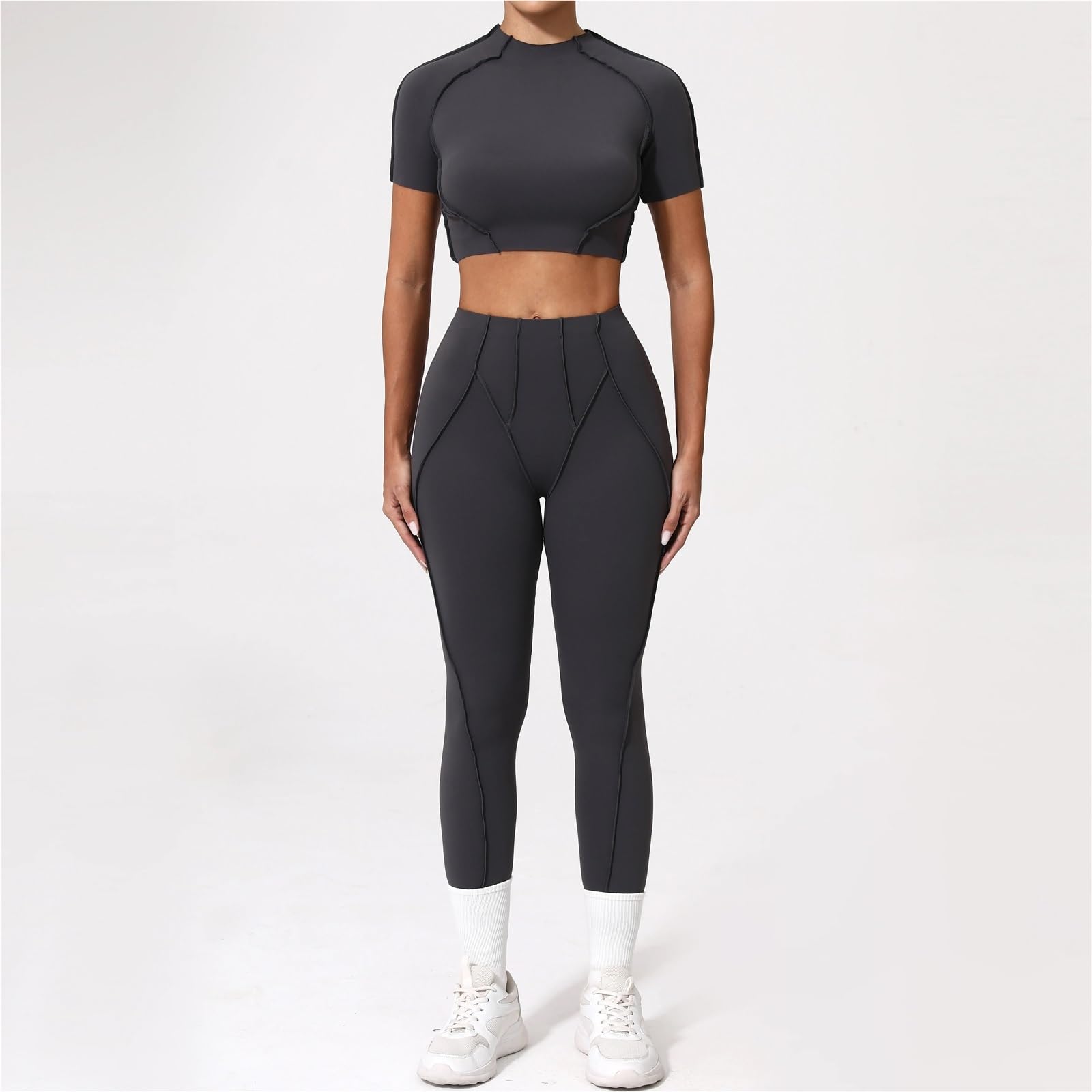 Conjunto Deportivo de 2 uds. De Traje Yoga for Mujer, chándal Gimnasio Secado rápido, Entrenamiento for Correr, Camisa Manga Larga, Ropa