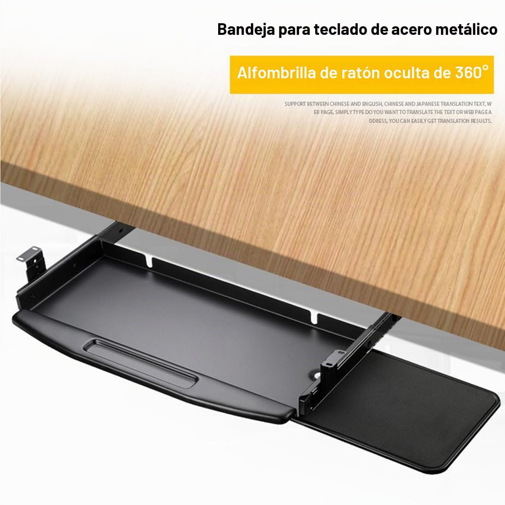 Bandeja Para Teclado Debajo Del Escritorio Con Alfombrilla Para Ratón, Ahorra Espacio, Fácil De Instalar, Resistente Y Robust, Bandeja De Teclado Deslizable Para El Hogar O La Oficina, Etc