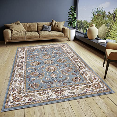 Hanse Home Reni Alfombra Oriental – Alfombra Oriental clásica densamente Tejida con Adornos y Motivos Florales, Pelo Corto Suave para Dormitorio, Comedor, salón, Pasillo, Color Crema Menta, 120 x 170