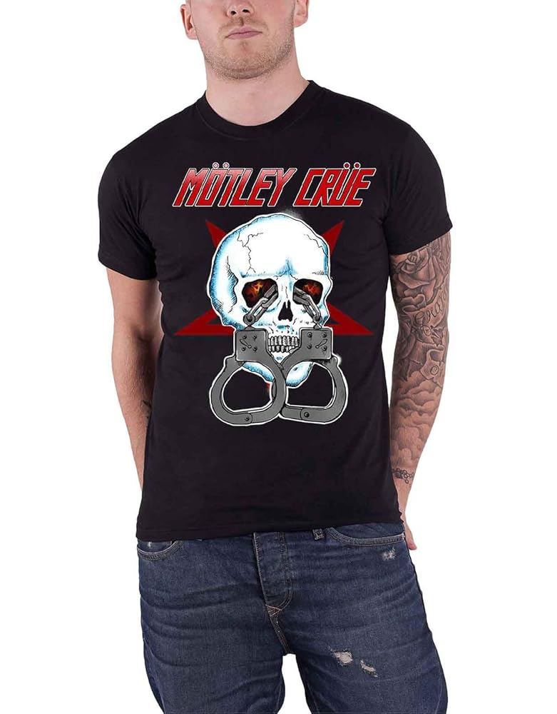 Amazon.com: Motley Crue T Shirt Skull Cuffs Vintage Band