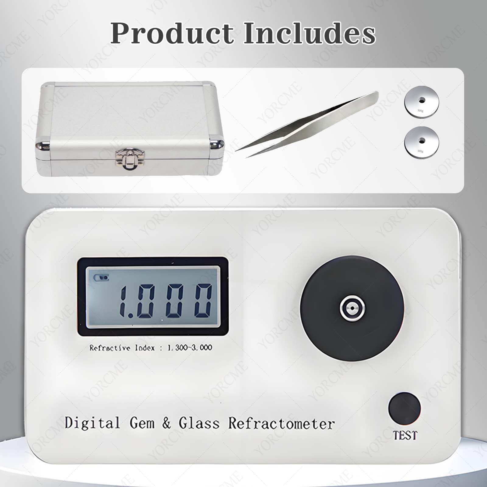 Edelsteinprüfgerät Precise Measurement Brechungsindexbestimmung: 1,300–3,000 Mit Pinzette, 2 Kalibrierblöcken und Aluminiumkoffer Zur Identifizierung von Schmuck