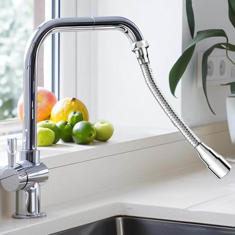 Tap extension 30 cm, Made of 304 stainless steel. Fixable direction, Convenient for brushing teeth and washing face, washing hair and catching water