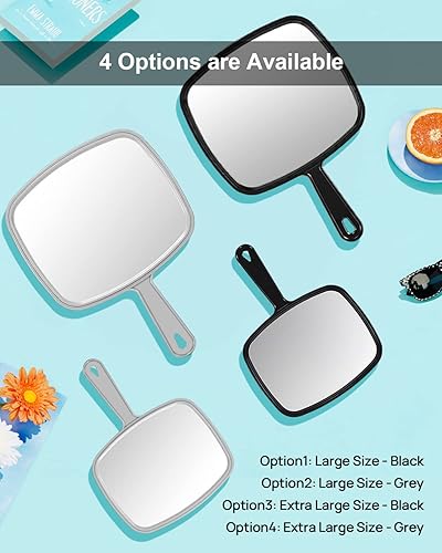 Miniatura 7 de Extra Large Hand Mirror Salon Barber Hairdressing Handheld Mirror with Handle Square Black 9 x 124