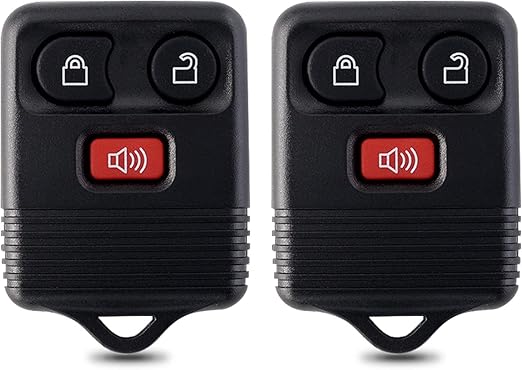 2 Replacement Car Key Fob Keyless Entry Remote fits Ford, 1998-2016 Clicker Transmitter ,Button for Ford, Mazda, Mercury, Lincoln, Set of 2 (Three Key)