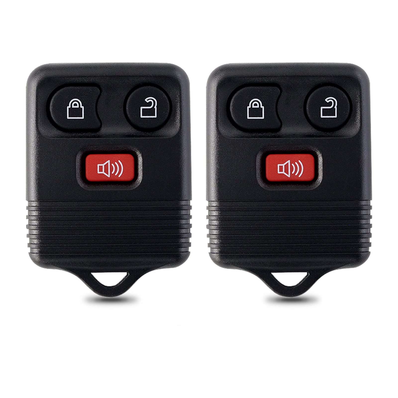 2 Replacement Car Key Fob Keyless Entry Remote fits Ford, 1998-2016 Clicker Transmitter ,Button for Ford, Mazda, Mercury, Lincoln, Set of 2 (Three Key)