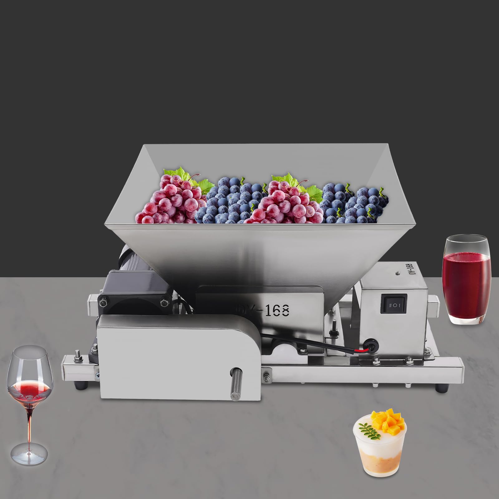 Molinillo de frutas eléctrico de 60 W, preparación profesional de manzanas con recipiente de 4 litros, capacidad de 20 kg/h para manzanas y uvas, trituradora de frutas con motor de cobre para mosto y