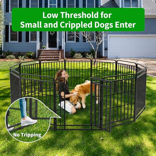 Image of Kfvigoho Heavy Duty Dog Playpen 24 Steel Panels 40 inch Height | Square Steel Pipe with Reinforced Crossbars, 54FT 227 Sq.ft Portable Dog Fence Outdoor for Yard & RV Camping, Snowy Black