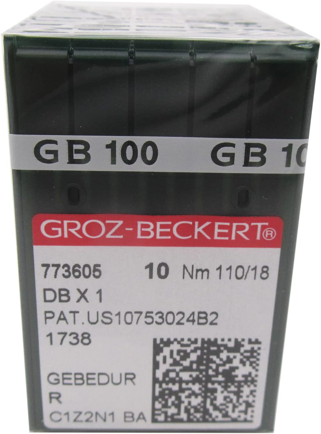 GROZ-BECKERT Needle in CKPSMS Clear Plastic Box- 100 GROZ-BECKERT DBX1 16X257 1738 GEBEDUR Titanium Sewing Machine Needles (18/110)