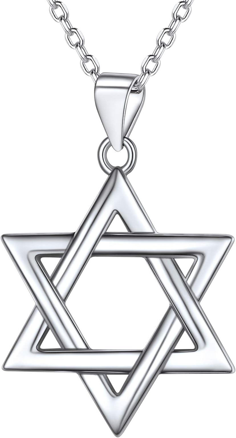 925 Sterling Silver David Star Necklace with Chain 46+5CM-Adjustable, Jewish Jewelry (Send Gift Box)