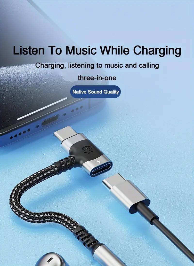 PremiumCord Adapter USB-C na Stereojack 3,5 mm + USB-C z Układem DAC, Słuchawkowy AUX, Wtyk 3.2 Typu C na Gniazdo Jack + Typu C, Kompatybilny Android I iOS, Srebrny, 10 cm