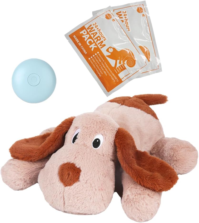 WEOK Heartbeat Puppy Toy with Heat Packs for Pets,Puppy Heartbeat
