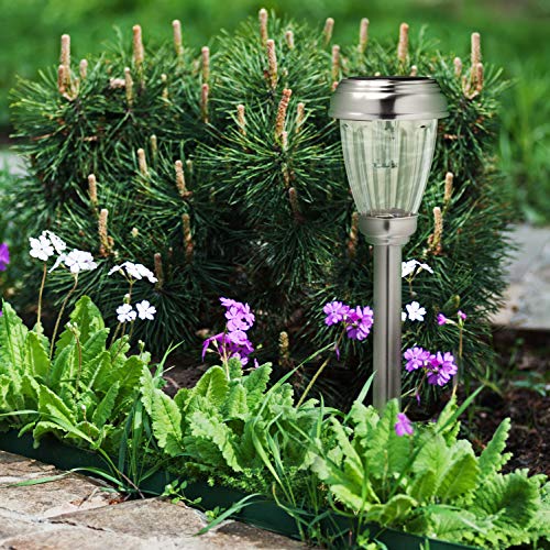 Set of 6 LED Solar Pathway Lights, Low Voltage, Wireless Solar Path Lights for Lawns, Gardens, Yards and More, Stainless Steel Pathway Lights to Brighten and Enhance The Look of Any Outdoor Space