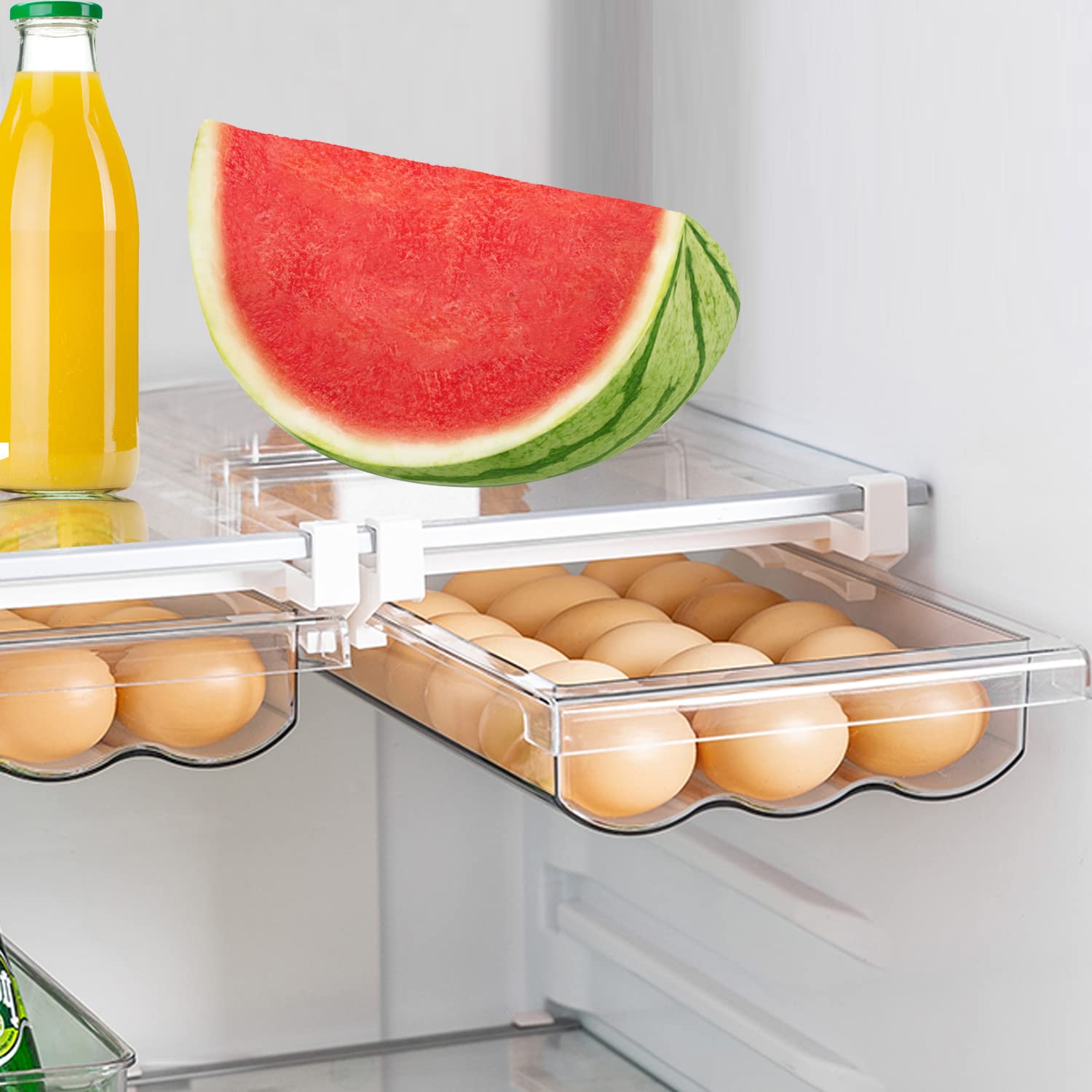 Cajón para huevos extensible para frigorífico, espacio para 18 huevos, organizador adecuado para la mayoría de los refrigeradores