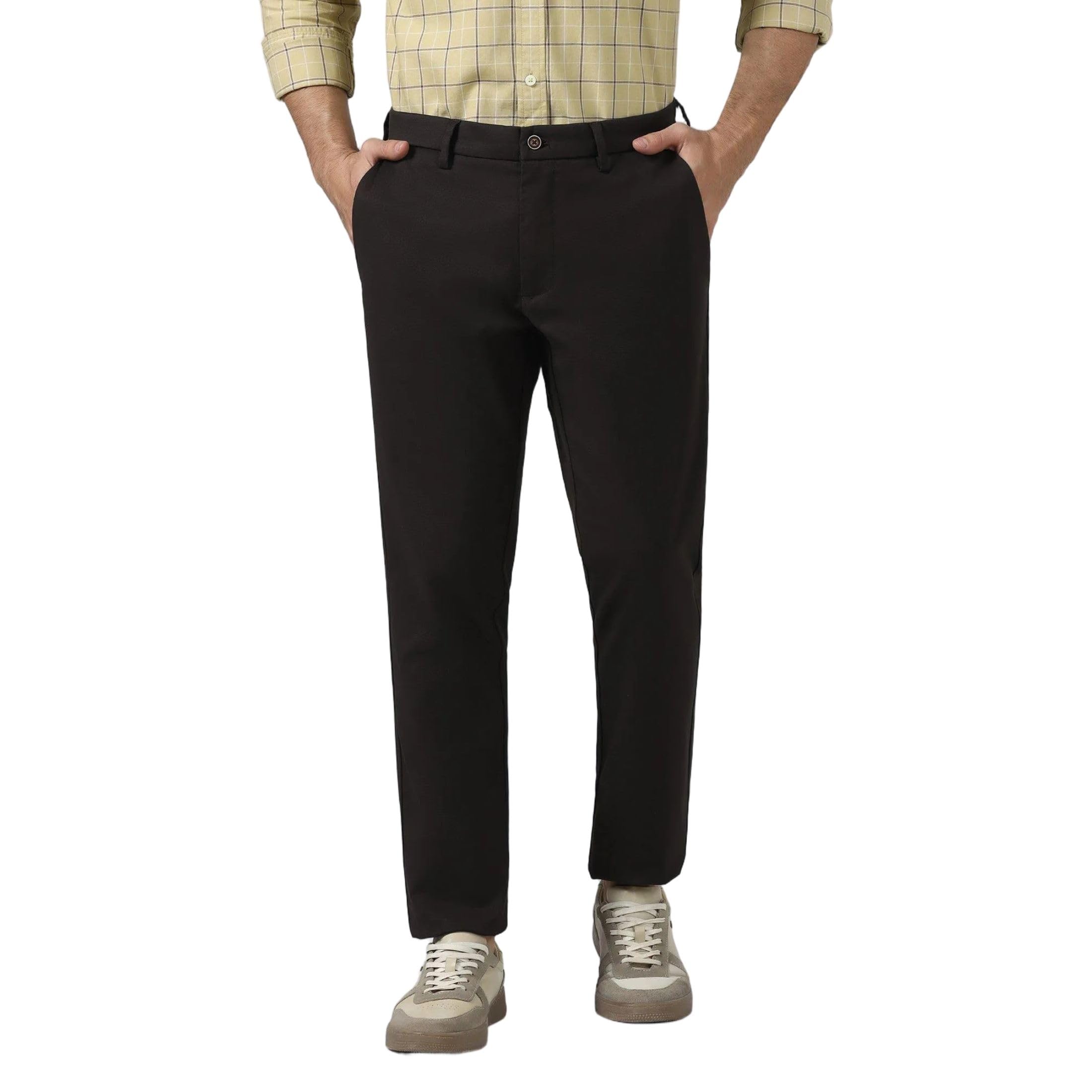 blackberrys Men's Cotton- Solid Slim Fit Formal Trousers-picture-19