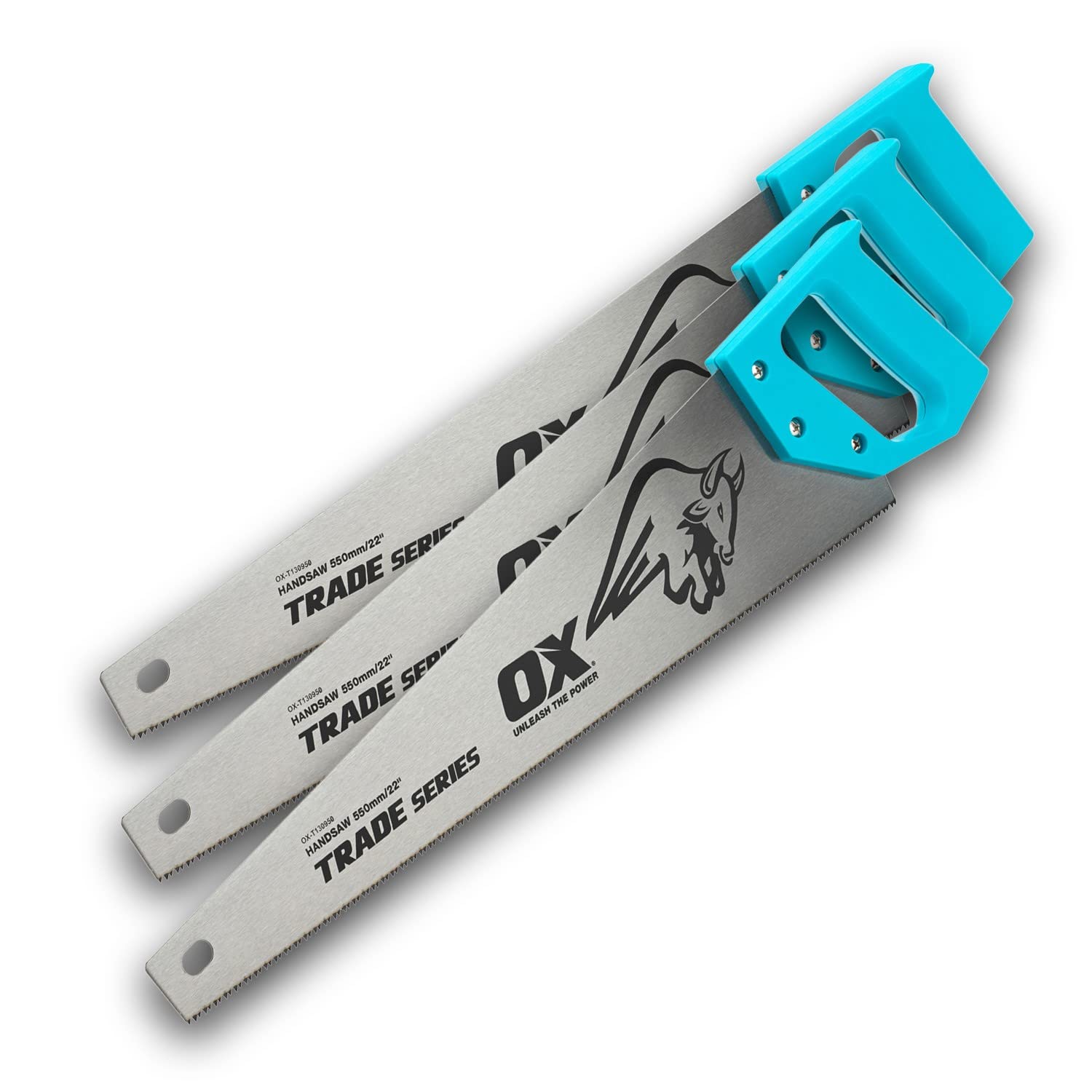 OX Trade Hand Saw 22 Inch / 550mm - Triple Pack, Blue/Black