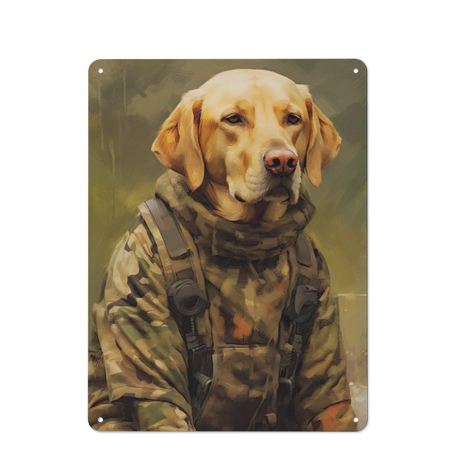 Junmoney Labrador Camo Jacket Vintage Tin Sign 40X30cm With For Man Cave Or Games Room, Suited To Wall Displays In Games Rooms And Man Caves