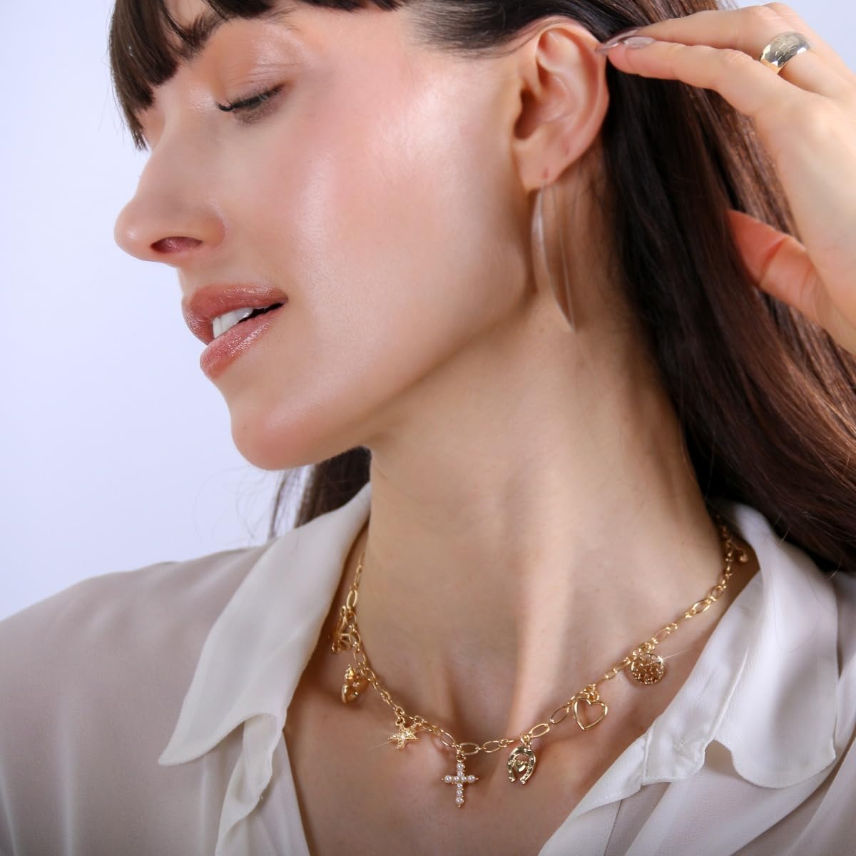 Humble Chic NY Gold Charm Necklace for Women - Paperclip Chain Necklace with Trendy Charms, Chunky Statement Necklace - Image 5