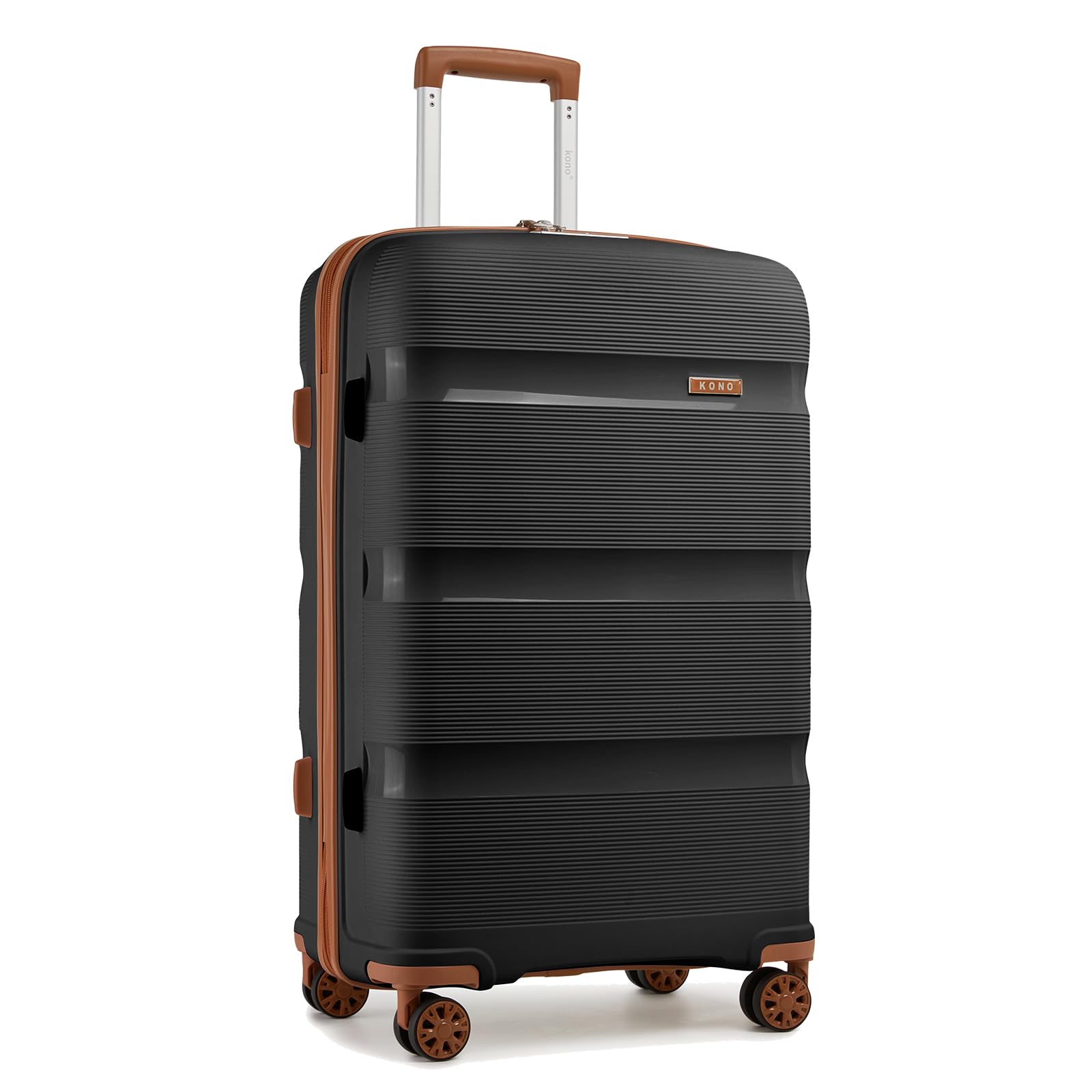 Kono 24 Inch Hard Shell PP Luggage, 4 Spinner Wheels Suitcase, Black