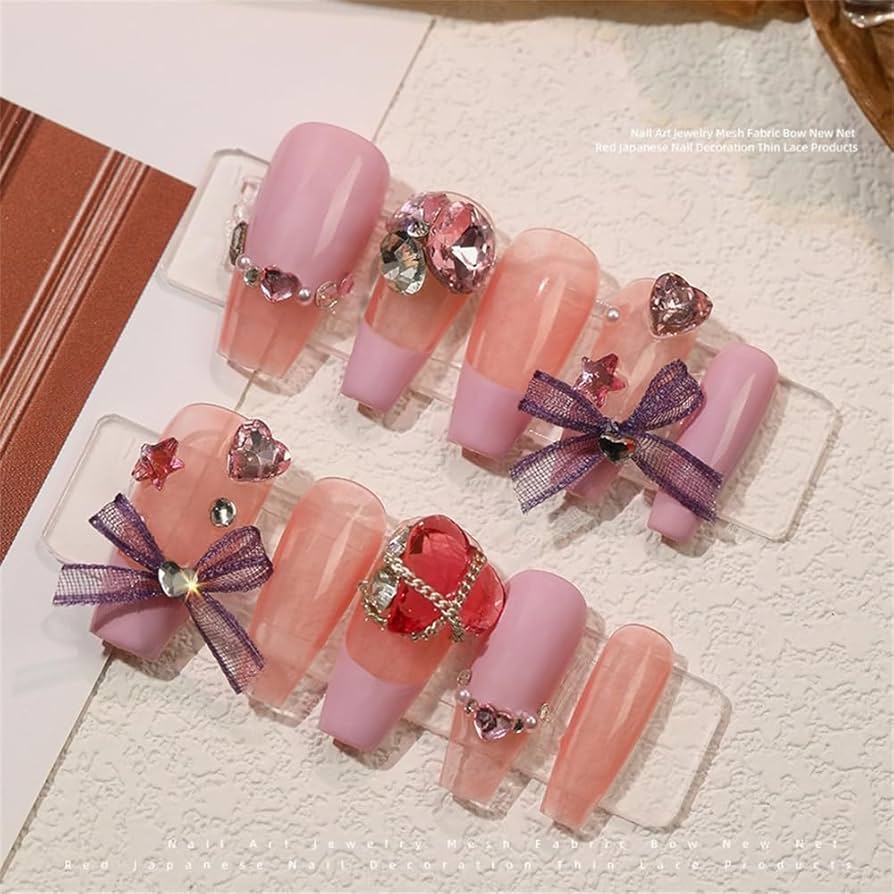 3dネイルパーツ リボン ピンク 3Dネイルパーツ ♡ピンクリボン ネイルチップ（つけ爪） jun