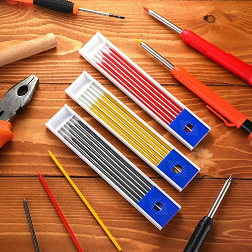 90 Pack 2.8 Mm Pencil Refills For Carpenter Mechanical Construction Pencil Replacements Metal Marker Refills Solid Carpenter Pencil Refills For Carpenter Writing Drawing Drafting, Black, Red, Gold #TOP3