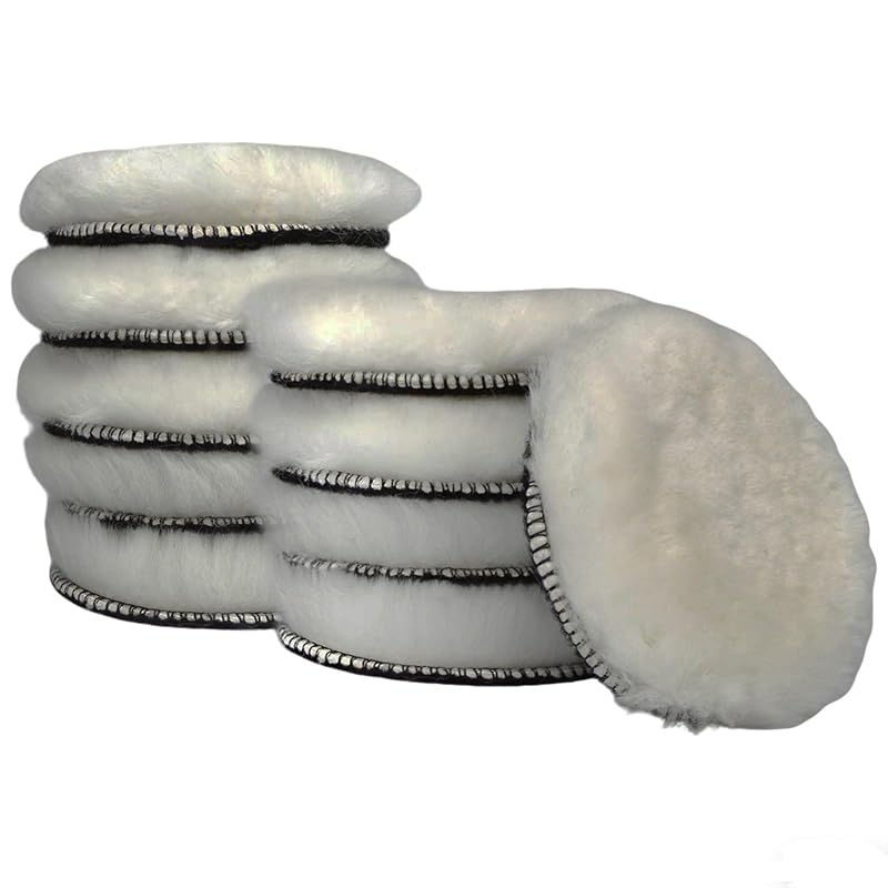 Kit de 10 boinas de polimento de lã de cordeiro Gracefur para furadeira, 10,2 cm (4 pol.), com fixação hook-and-loop