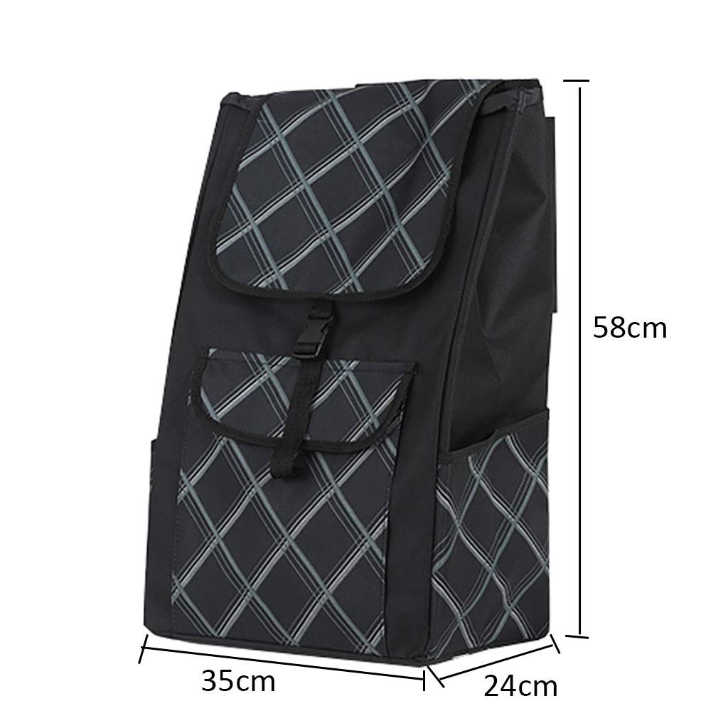 Sac De Rechange Pour Chariot De Courses Pliable - Tissu Oxford Imperméable 57x33x20 Cm - Accessoire Pratique Pour Shopping Et Voyages - 9