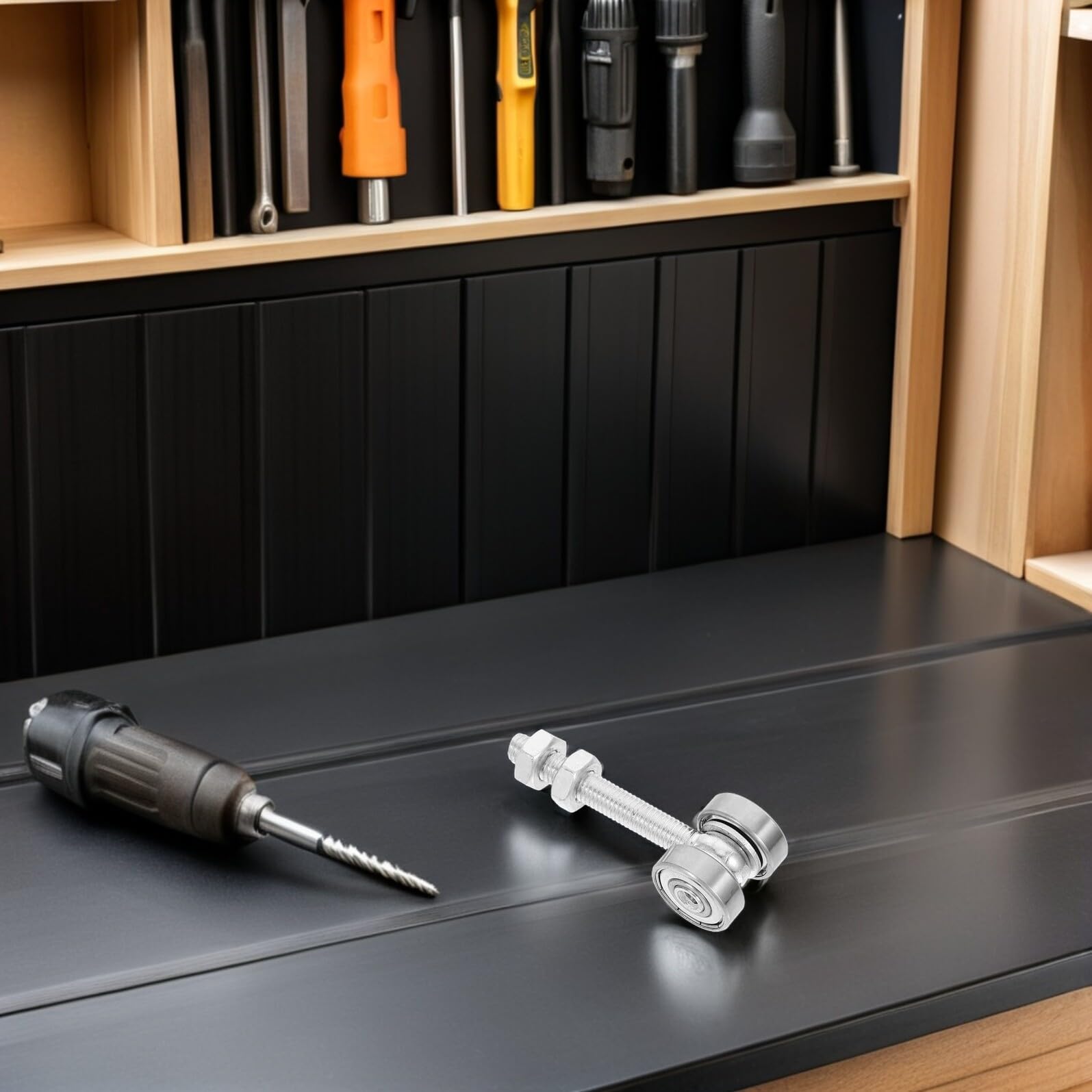 Ensemble De 4 Galets De Rail De Porte Coulissante Roulettes À Double Roulement Pour Porte De Grange Support M8X60 Pour Placard Penderie Et Garage