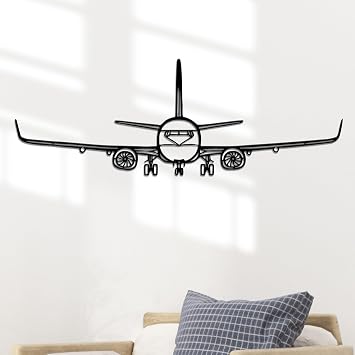 Rajukit Midsize Minimalist Airplane Metal Wall Art Aviation Decor
