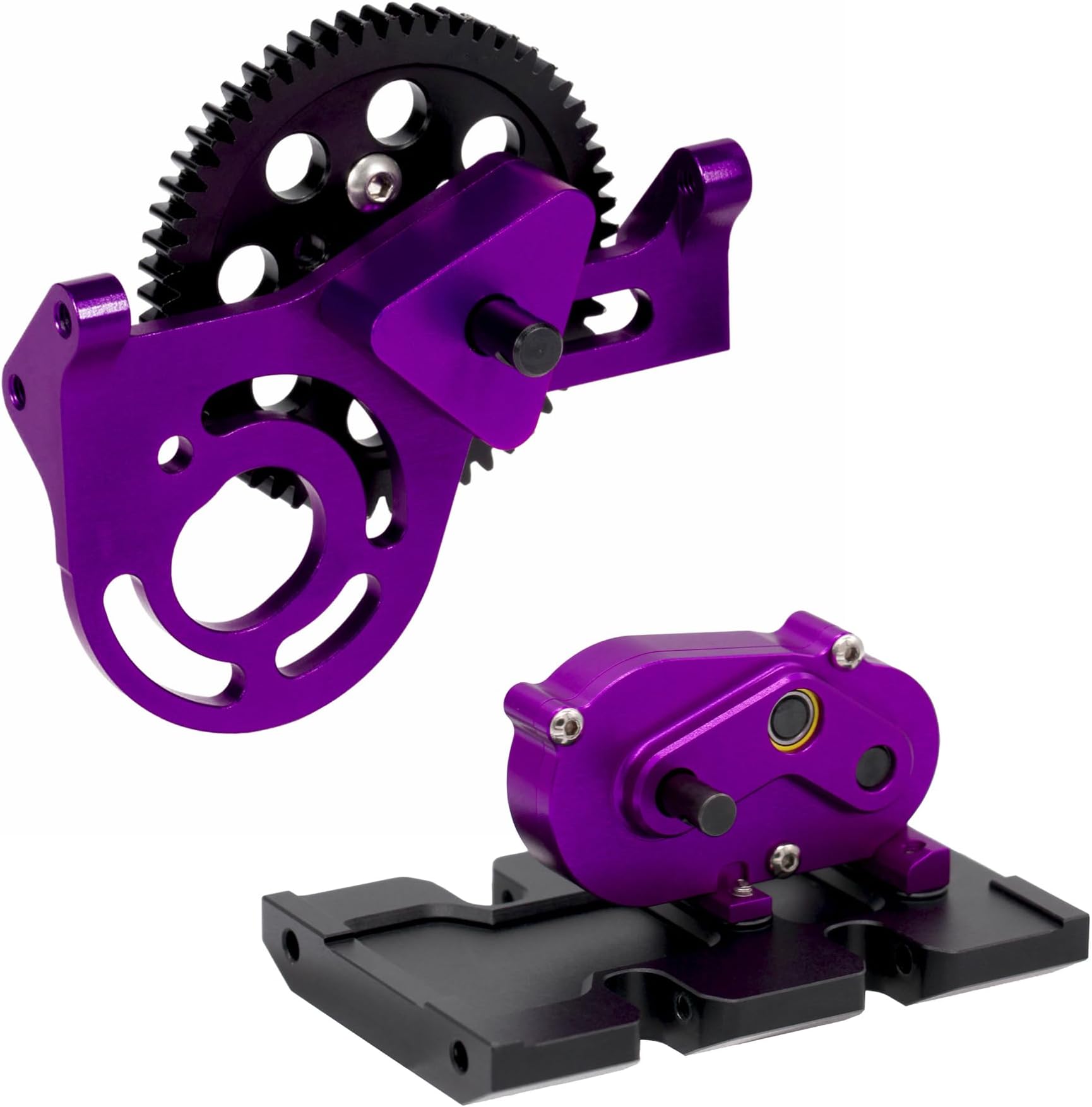 AMK 1/10 Transmission 30% OD Transfer Case Forward Motor Mount with Delrin Spur Gear for 1/10 RC Crawler Axial SCX10 II Element Enduro DIY LCG Chassis SCX10 Upgrades (Purple)