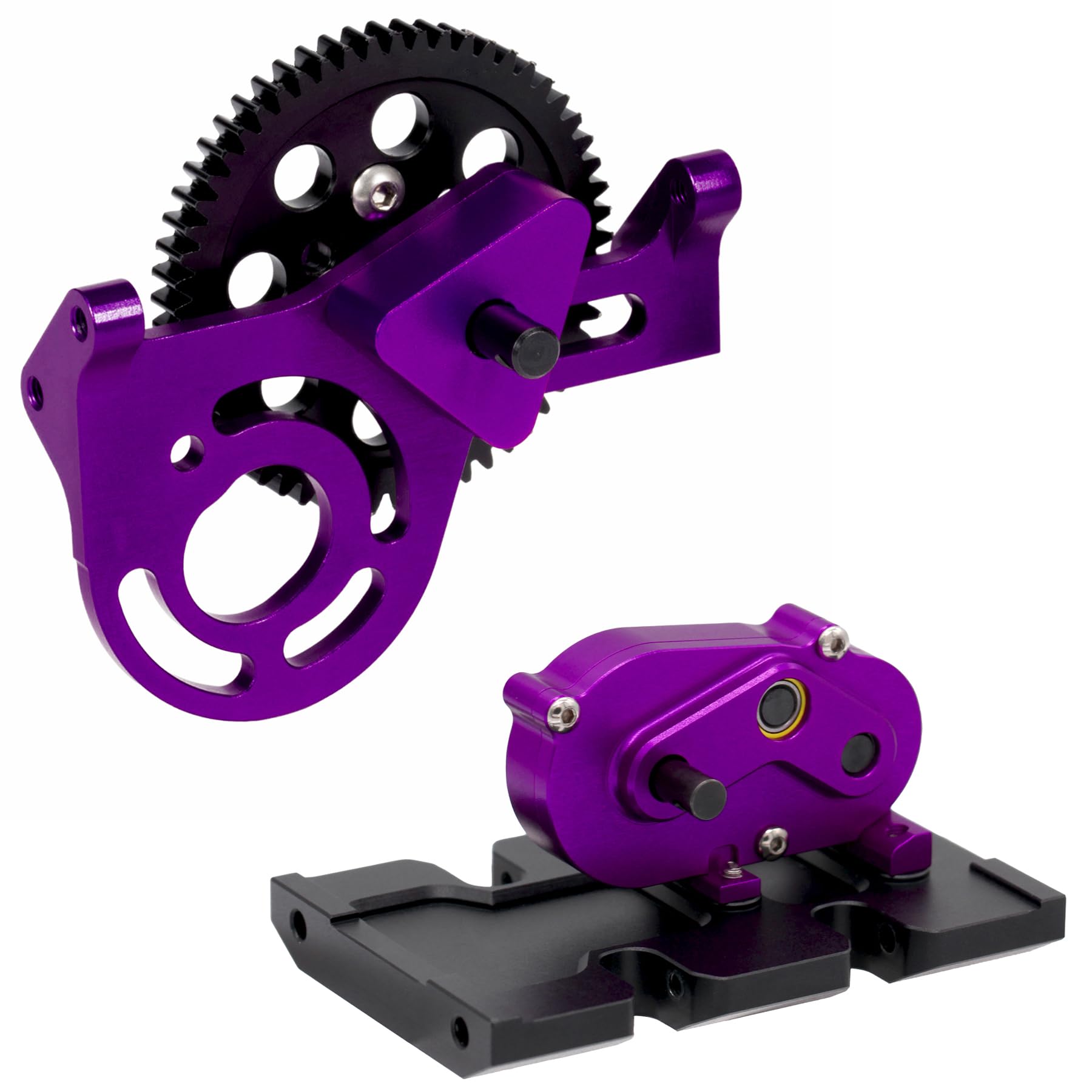 AMK 1/10 Transmission 30% OD Transfer Case Forward Motor Mount with Delrin Spur Gear for 1/10 RC Crawler Axial SCX10 II Element Enduro DIY LCG Chassis SCX10 Upgrades (Purple)