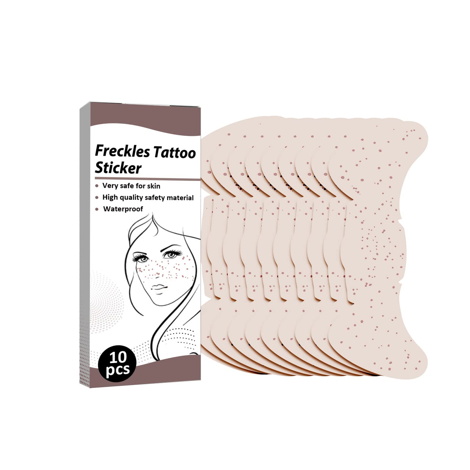 10 Sheets Waterproof Freckles Patch Tattoos Face T-attoo Stickers for Girls Festival Party Make Up