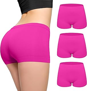 Paquete de 3 calzoncillos tipo bóxer de microfibra de cintura alta para mujer, sin costuras, elásticos, cobertura completa, ropa interior para mujer